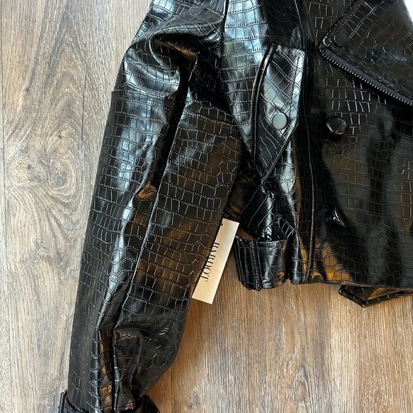 Bardot Croc Biker Jacket XS New - Picture 4 of 11